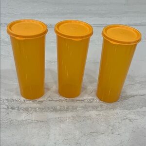 Tupperware Bright Orange Tall Tumblers